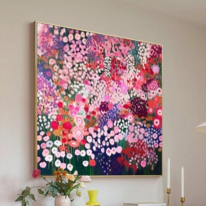 Flower Oil Painting On Canvas Abstract Pink Flower Painting Flower Landscape Painting Floral Wall Art Canvas Spring Living Room Home Decor