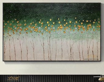 Grote abstracte olieverfschilderij op canvas wall art groen fancy acryl schilderij moderne woonkamer abtract kunst groene bossen olieverfschilderij modern