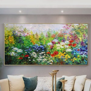 Flower Oil Painting On Canvas Abstract Colorful Flower Painting Flower Landscape Painting Floral Wall Art Canvas Spring Living Room Wall Art