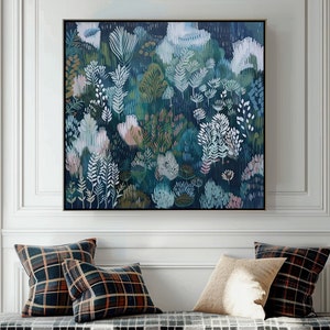 Abstract  Flower Oil Painting on Canvas Abstract Floral Painting Boho Wall Art Modern Custom Floral Acrylic Painting Living Room Decor