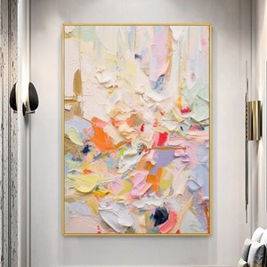 Large Colorful Abstract Painting Textured Abstract Painting Colorful Knife Painting Hand-Painted Abstract Art Large Canvas Art Modern Art