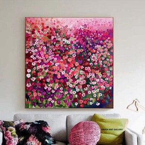 Flower Oil Painting On Canvas Abstract Rose Flower Painting Flower Landscape Painting Floral Wall Art Canvas Spring Living Room
