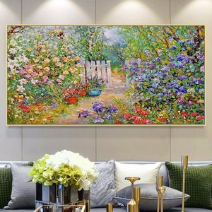 Flower Oil Painting On Canvas Abstract Colorful Flower Painting Flower Landscape Painting Floral Wall Art Canvas Spring Living Room Wall Art