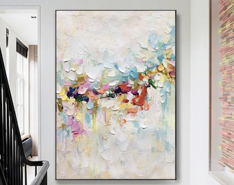Handgeschilderde kleur abstract olieverfschilderij op canvas kleurrijk schilderij originele muur kunst canvas getextureerde originele getextureerde bohokunst