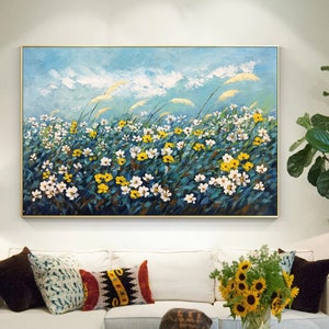 Flower Painting, Flower Wall Art, Flower Abstract Oil Painting On Canvas, Palette Knife Painting, Spring Landscape Wall Art, Home Décor
