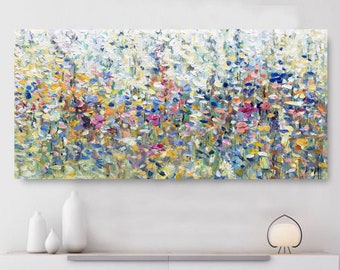 Abstract Colorful Floral Oil Painting On Canvas Handmade Original Textured Acrylic Painting Boho Wall Art Modern Living Room Home Decor Gift