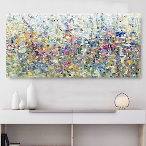 Abstract Colorful Floral Oil Painting On Canvas Handmade Original Textured Acrylic Painting Boho Wall Art Modern Living Room Home Decor Gift