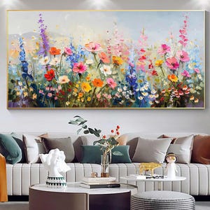 Flower Oil Painting On Canvas Abstract Colorful Flower Painting Flower Landscape Painting Floral Wall Art Canvas Spring Living Room Wall Art