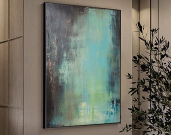 Groene minimalistische schilderkunst Freen Wall Art groene canvas schilderij groene abstracte kunst groene canvas muur kunst grote groene abstracte schilderkunst