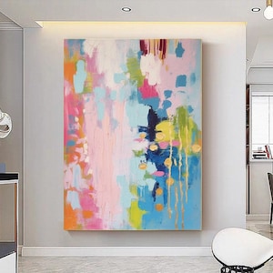 Original Plants Oil Painting On Canvas abstract Colorful acrylic Painting Modern Pink Art Living Room Home Decor Large Wall art custom Gift