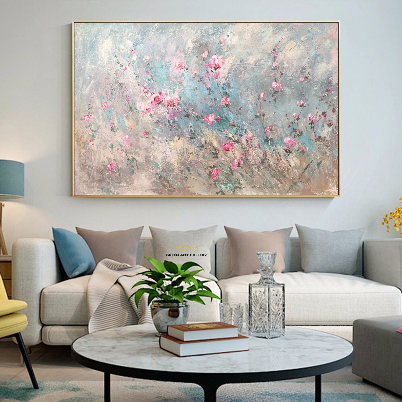 Flower Oil Painting on Canvas Abstract Pink Flower Painting - Etsy
