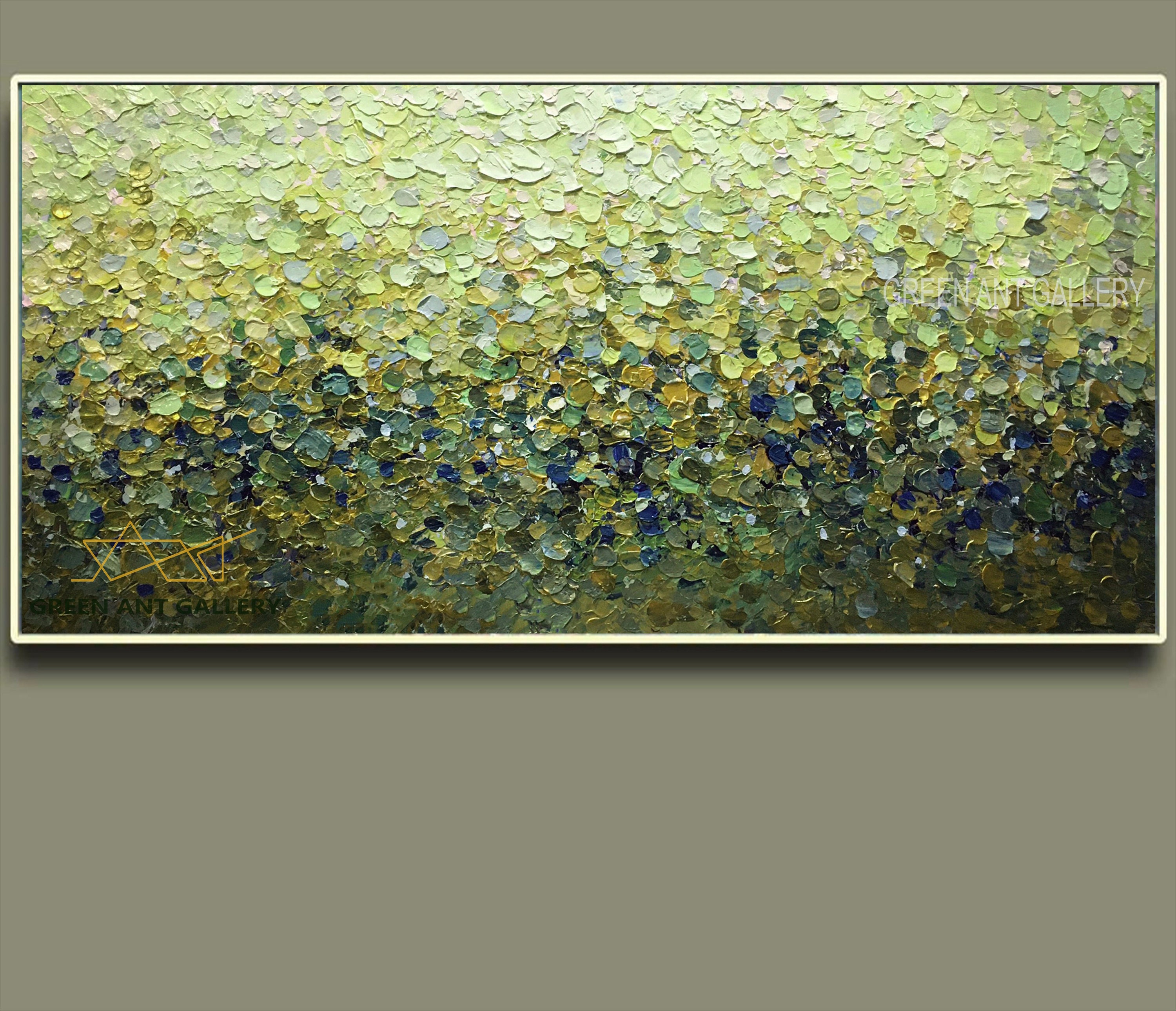 Large Abstract Oil Painting on Canvas, Original Textured Wall Art Green ...
