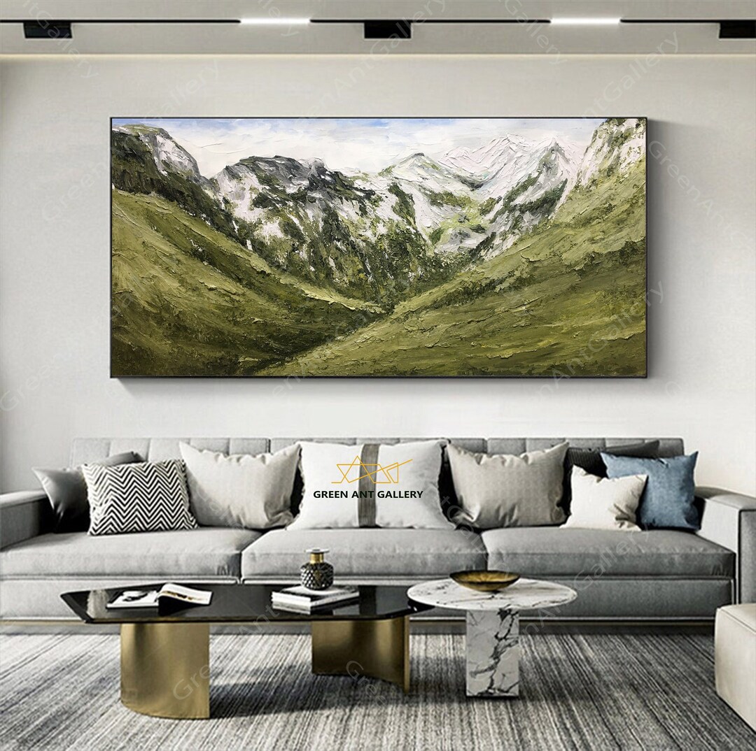 Mountain Landscape Oil Painting Original Textured Alpine Canvas Art ...