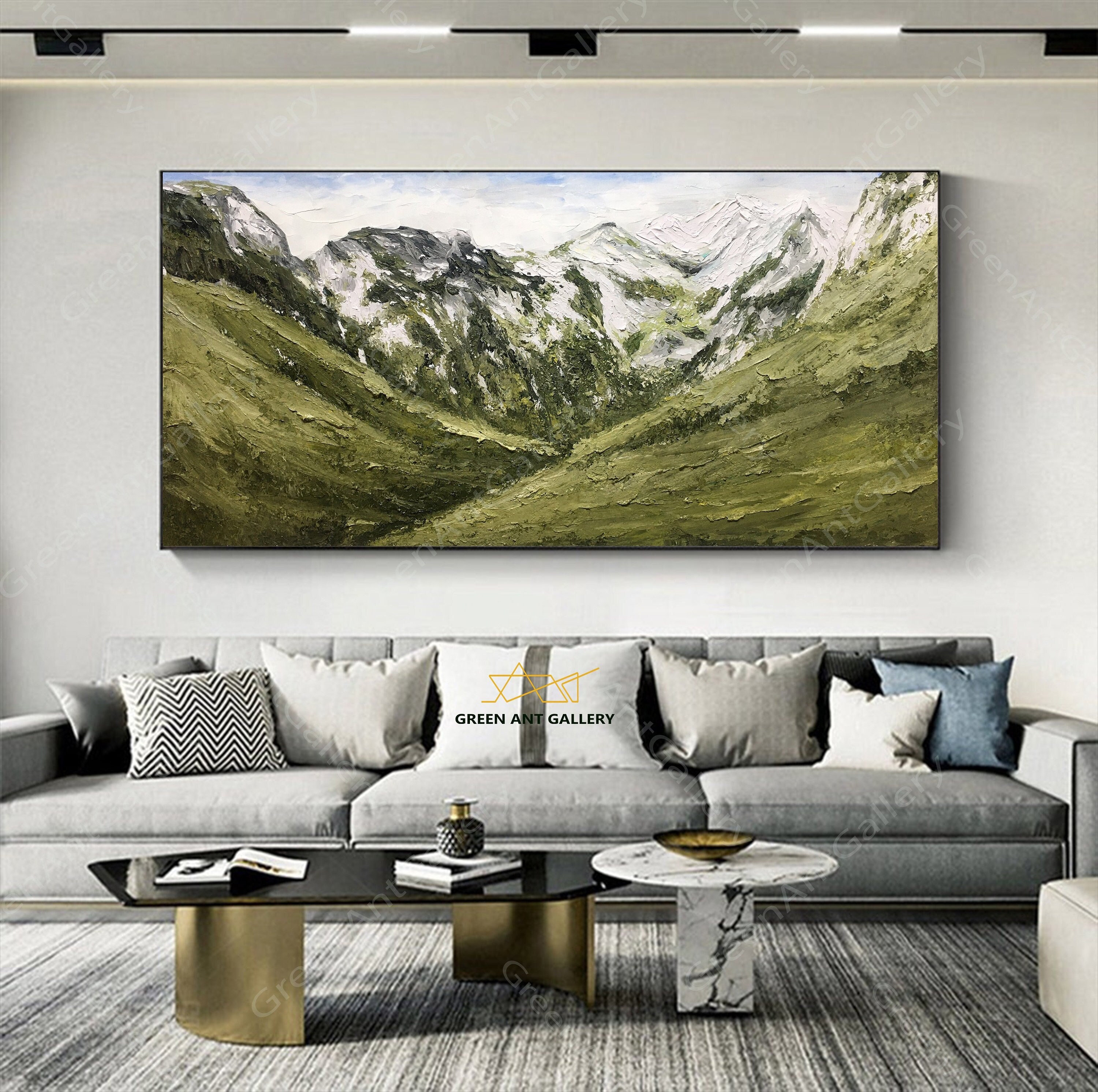 Mountain Landscape Oil Painting Original Textured Alpine Canvas Art ...