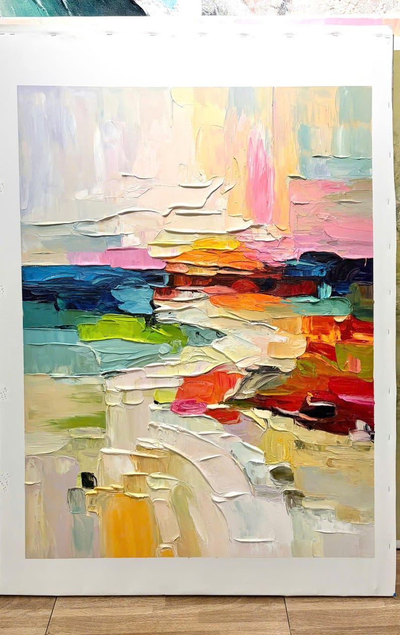 Large abstract wall art colorful acrylic canvas large canvas art for living room modern abstract art image 2