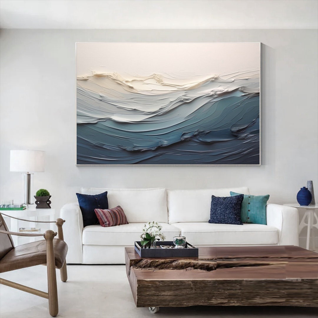 Original Ocean Wave Oil Painting on Canvas Large Wall Art Abstract ...