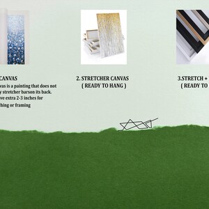 Pode incluir: Tr&ecirc;s maneiras diferentes de exibir uma pintura em tela: enrolada, esticada em uma moldura e esticada e emoldurada. A tela enrolada &eacute; uma pintura que n&atilde;o inclui nenhuma barra de esticar na parte de tr&aacute;s. Deixaremos um extra de 5 a 7,5 cm para o seu esticamento ou enquadramento.