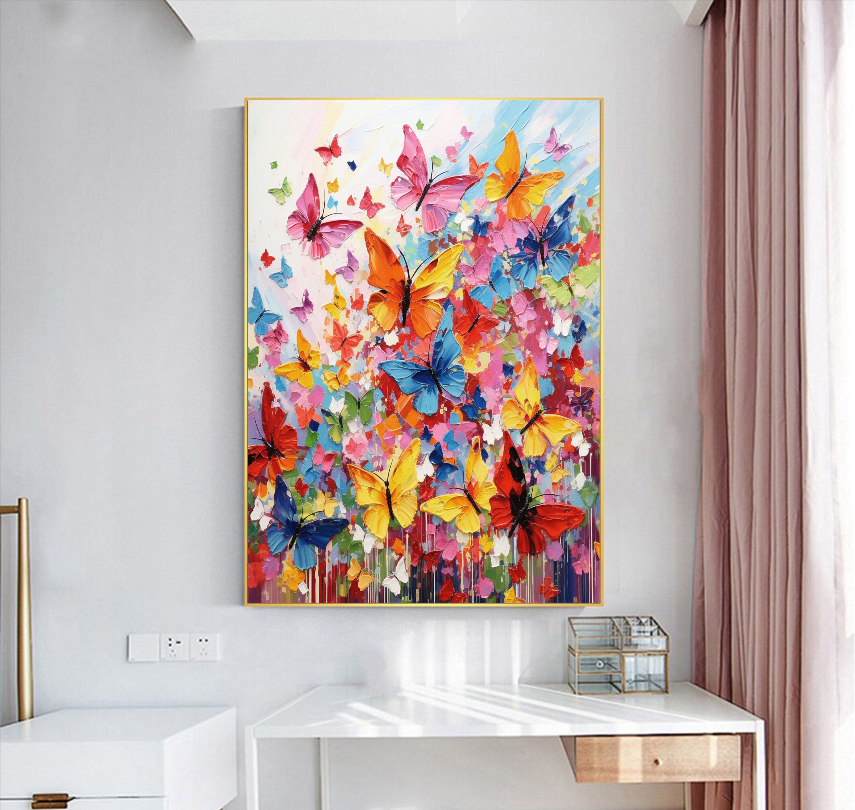 Butterfly Painting on Canvas Abstract Colorful Painting Flower Painting ...
