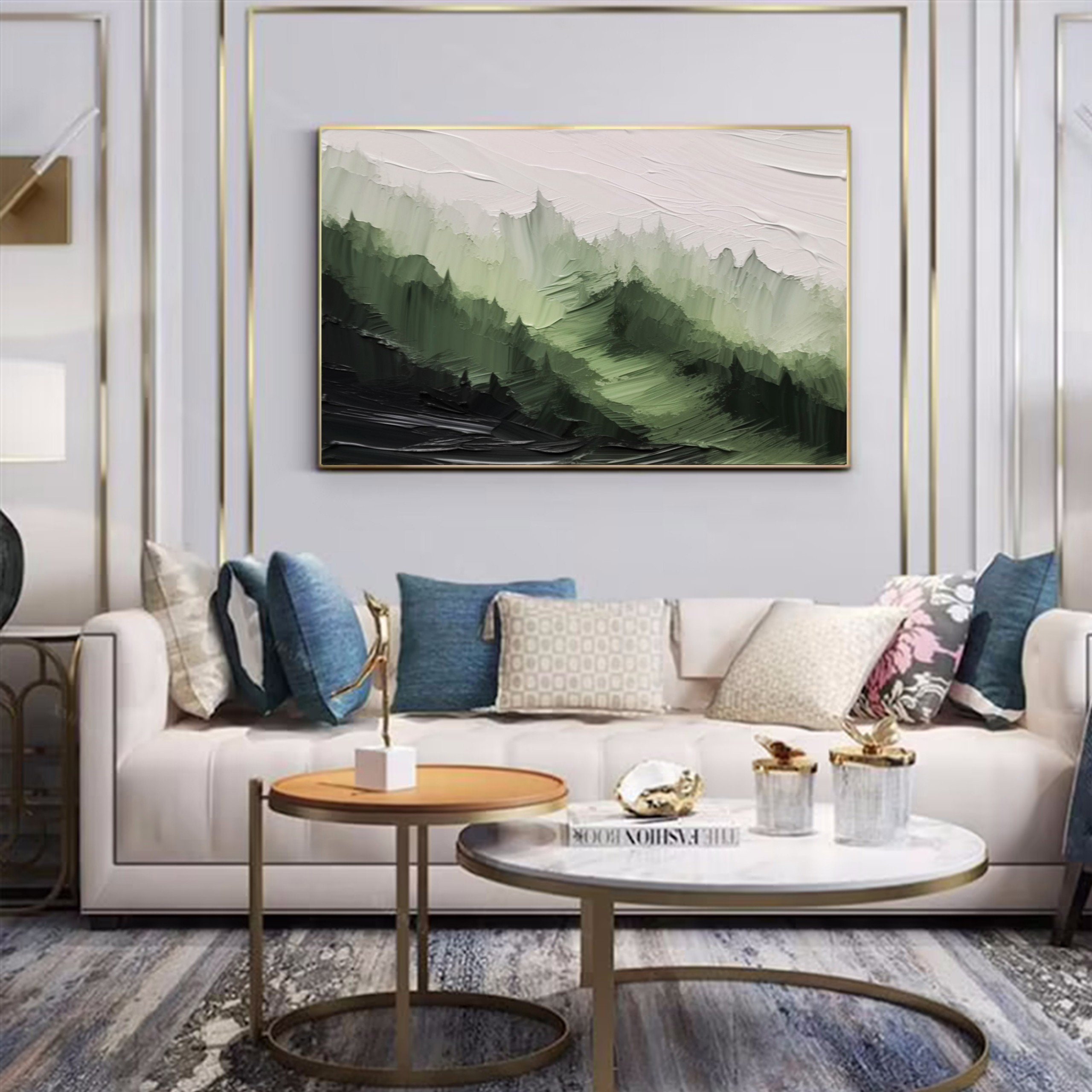 Large Abstract Forest Oil Painting on Canvas Green Tree Wall Art ...