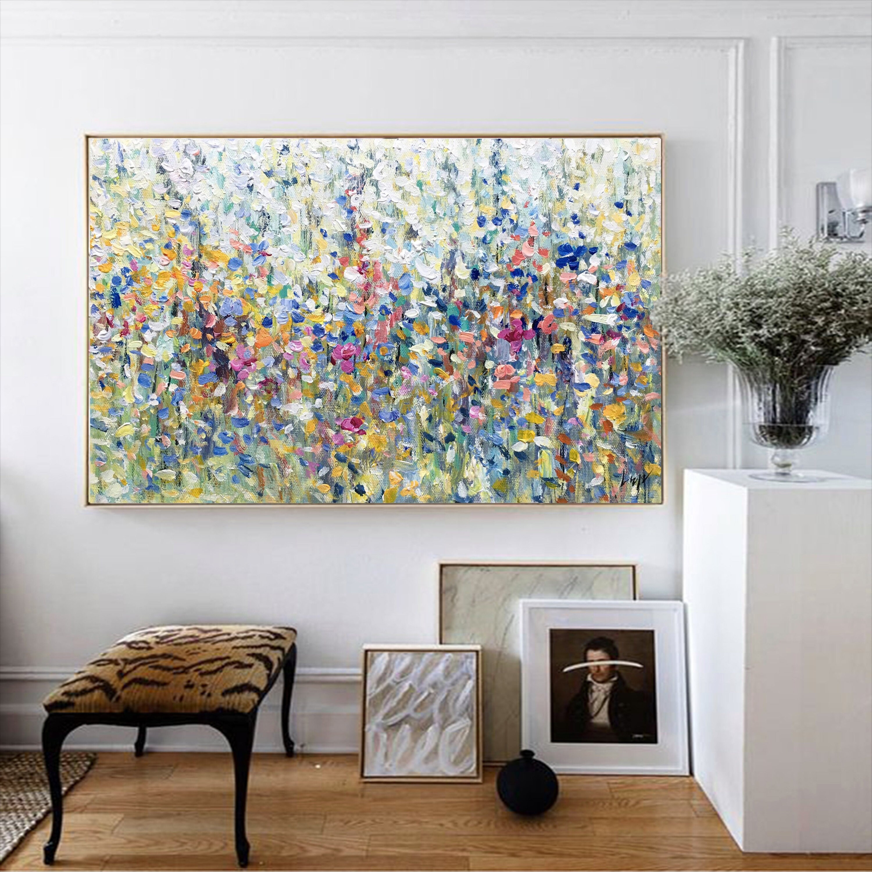Abstract Colorful Floral Oil Painting on Canvas Handmade Original ...