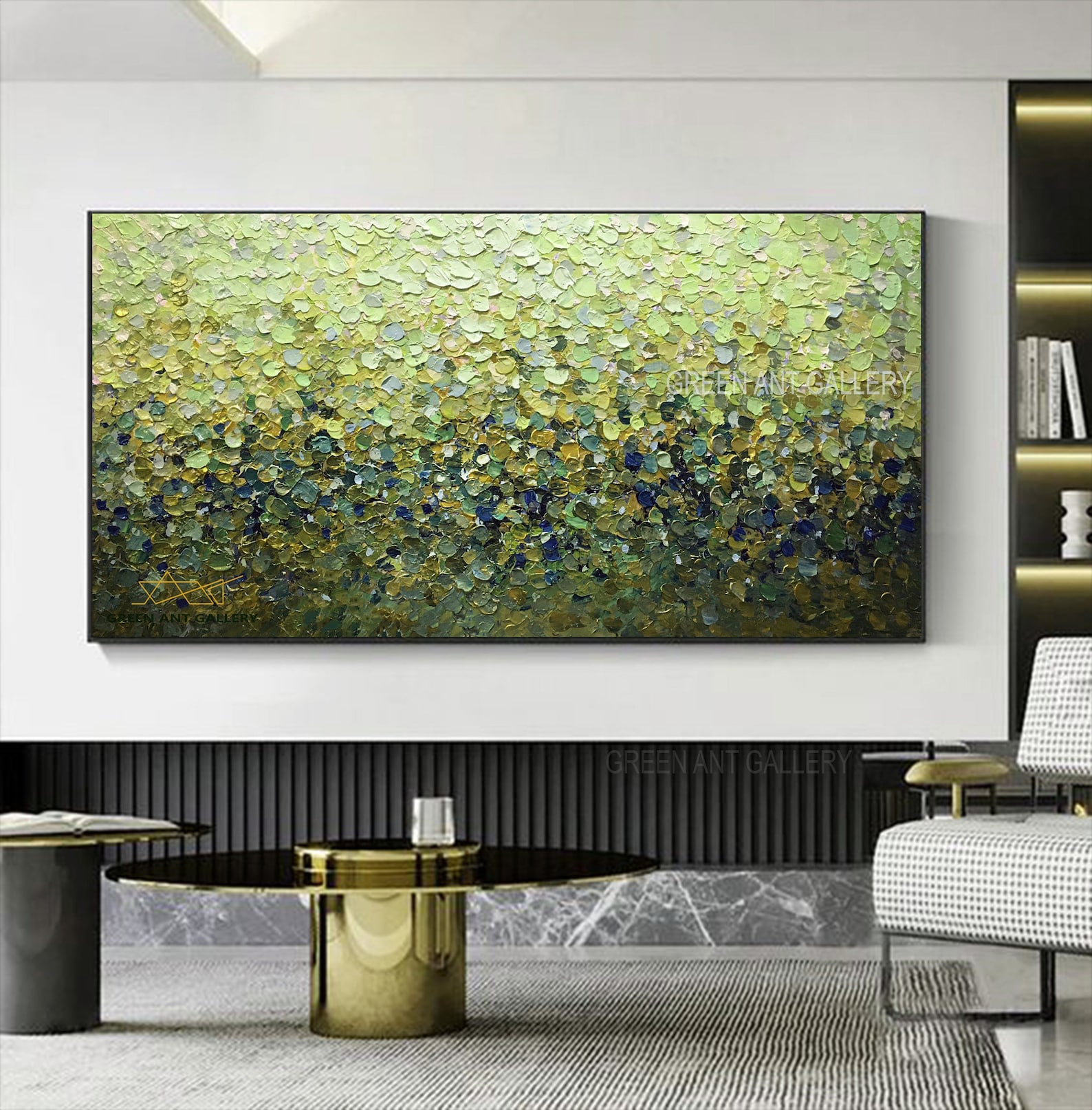 Large Abstract Oil Painting on Canvas, Original Textured Wall Art Green ...