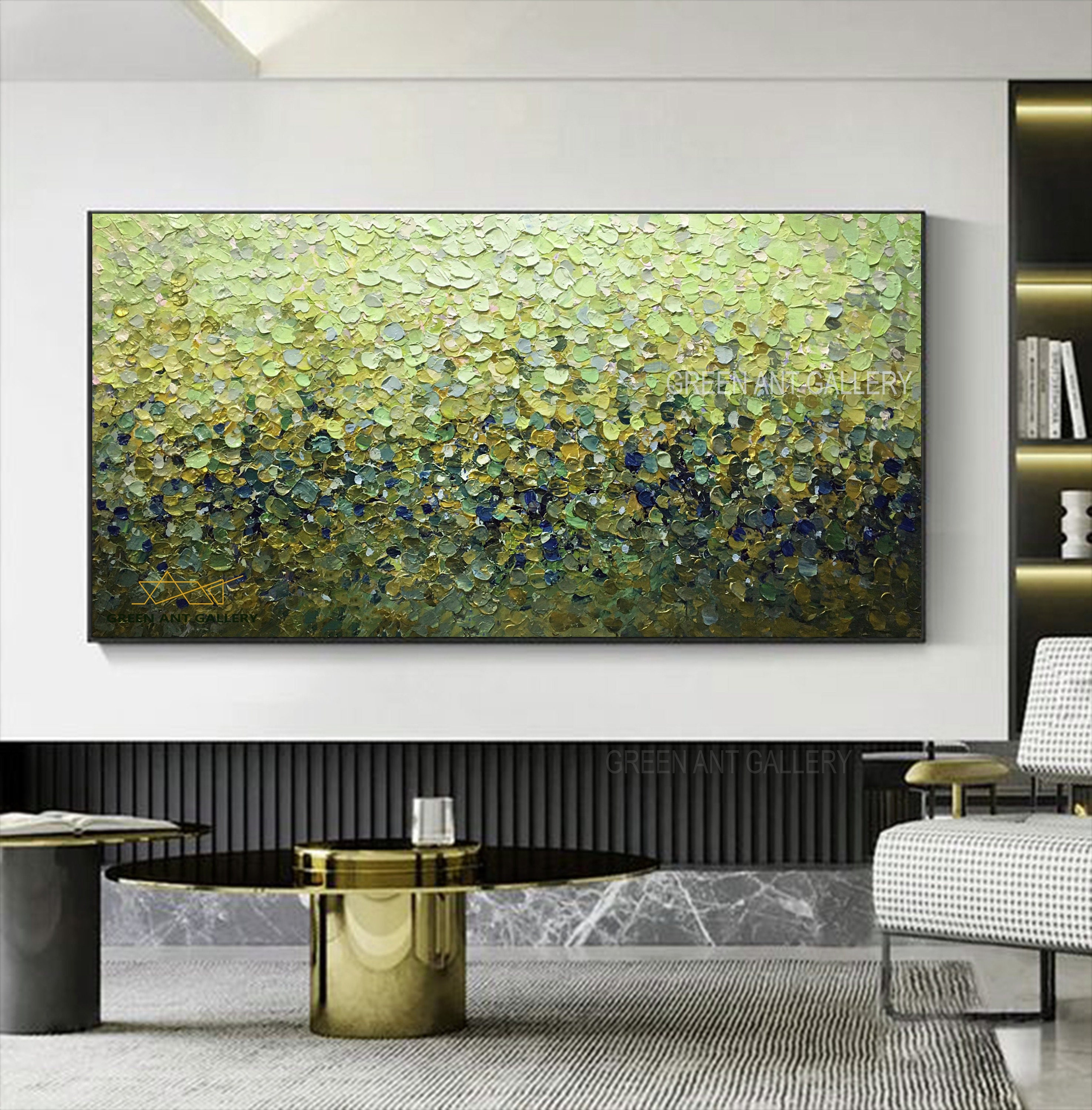 Large Abstract Oil Painting on Canvas, Original Textured Wall Art Green ...