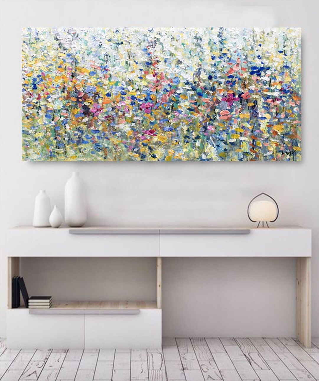 Abstract Colorful Floral Oil Painting on Canvas Handmade Original ...