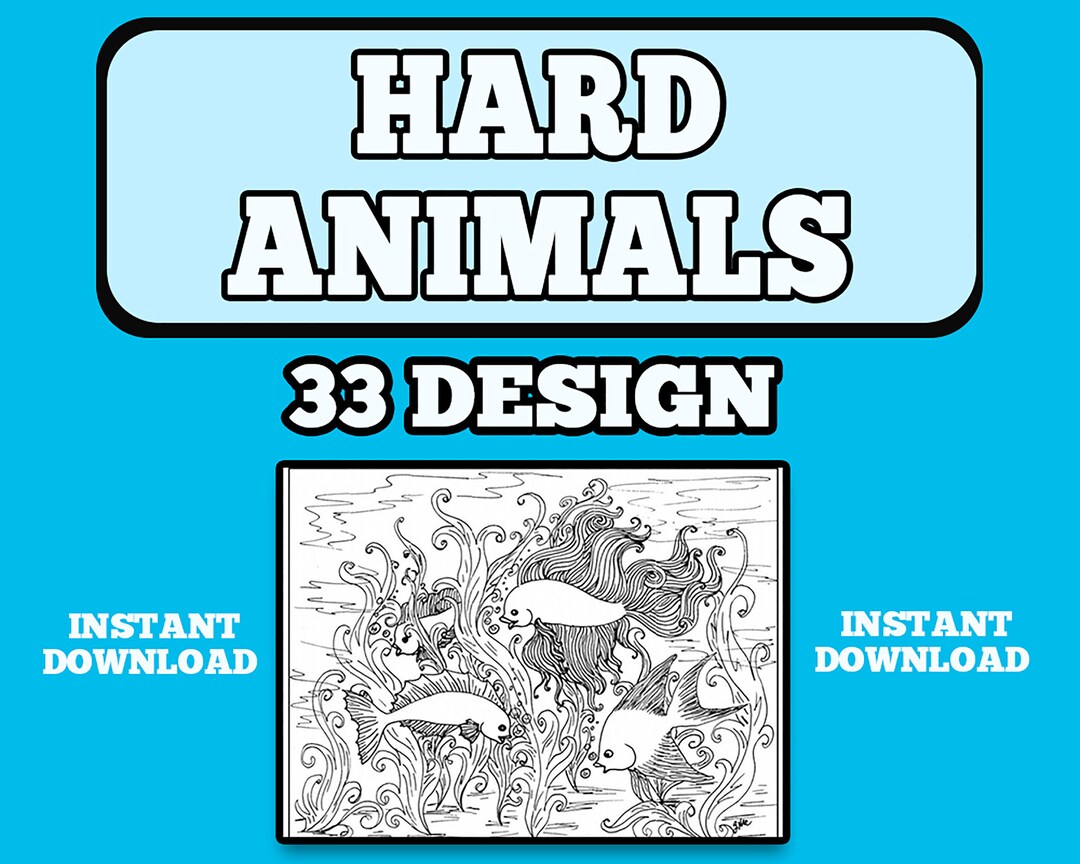 Hard Animals Coloring Pages 33 Design - Etsy Canada