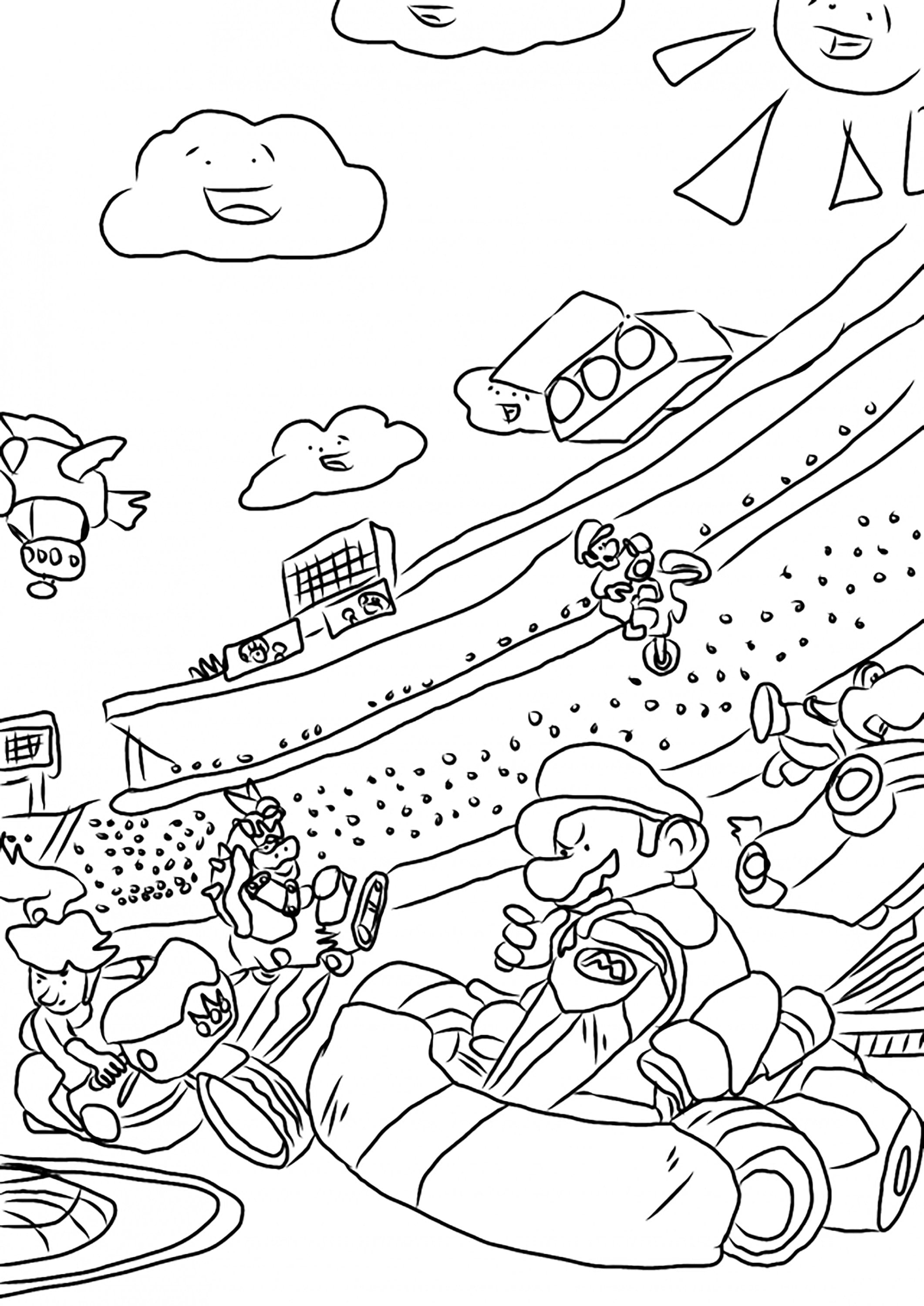 Personajes de Mario Kart 35 dibujos para colorear - Etsy México