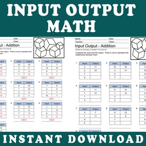 Math Practice Sheets Input Output - Etsy