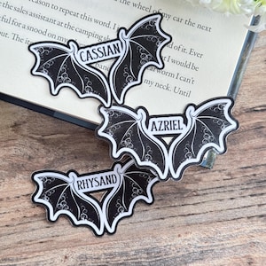 Naklejka Kindle. Naklejka Acotar. Naklejka Bat Boys. Romantasy. Booktok. Prezenty dla czytelników. Rhysand. Cassian. Azriel. Wingspan. Naklejka