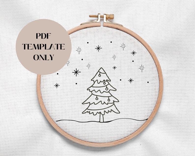 Christmas Tree Hand Embroidery Pattern Template - 5 Hoop Sizes ...