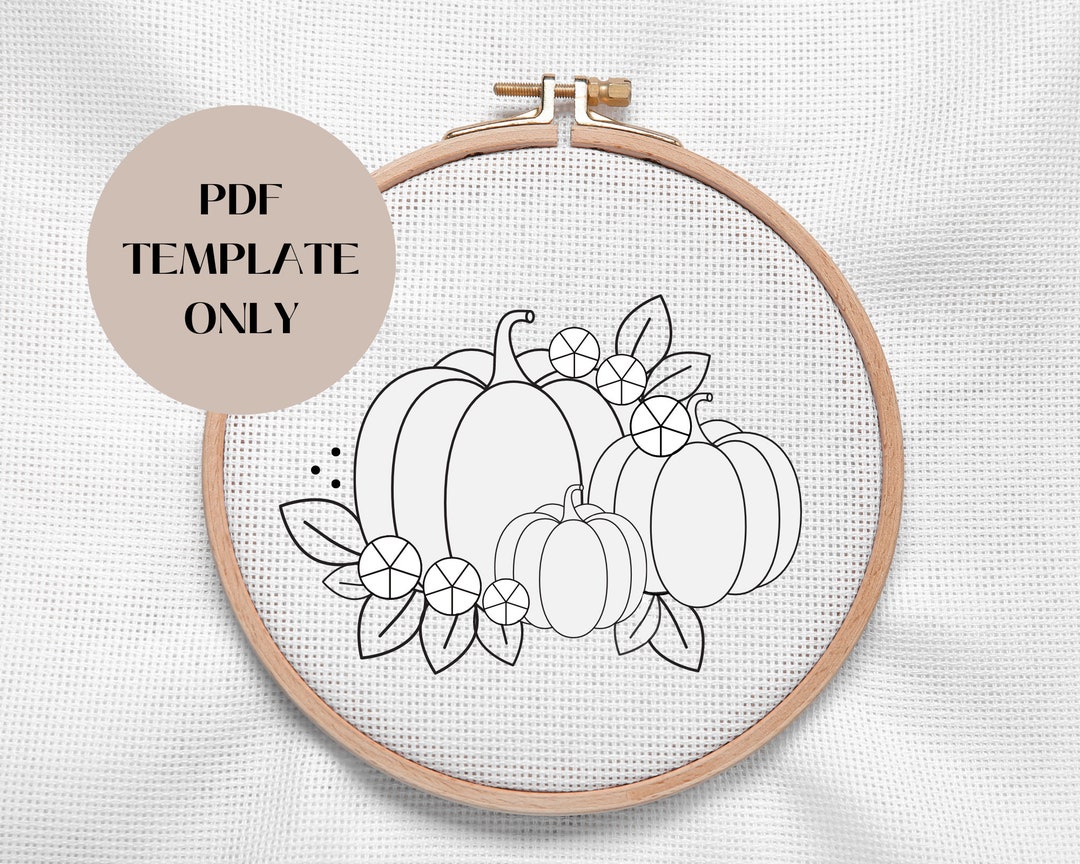 Pumpkin Floral Hand Embroidery PDF Template ONLY - 5 Hoop Sizes ...