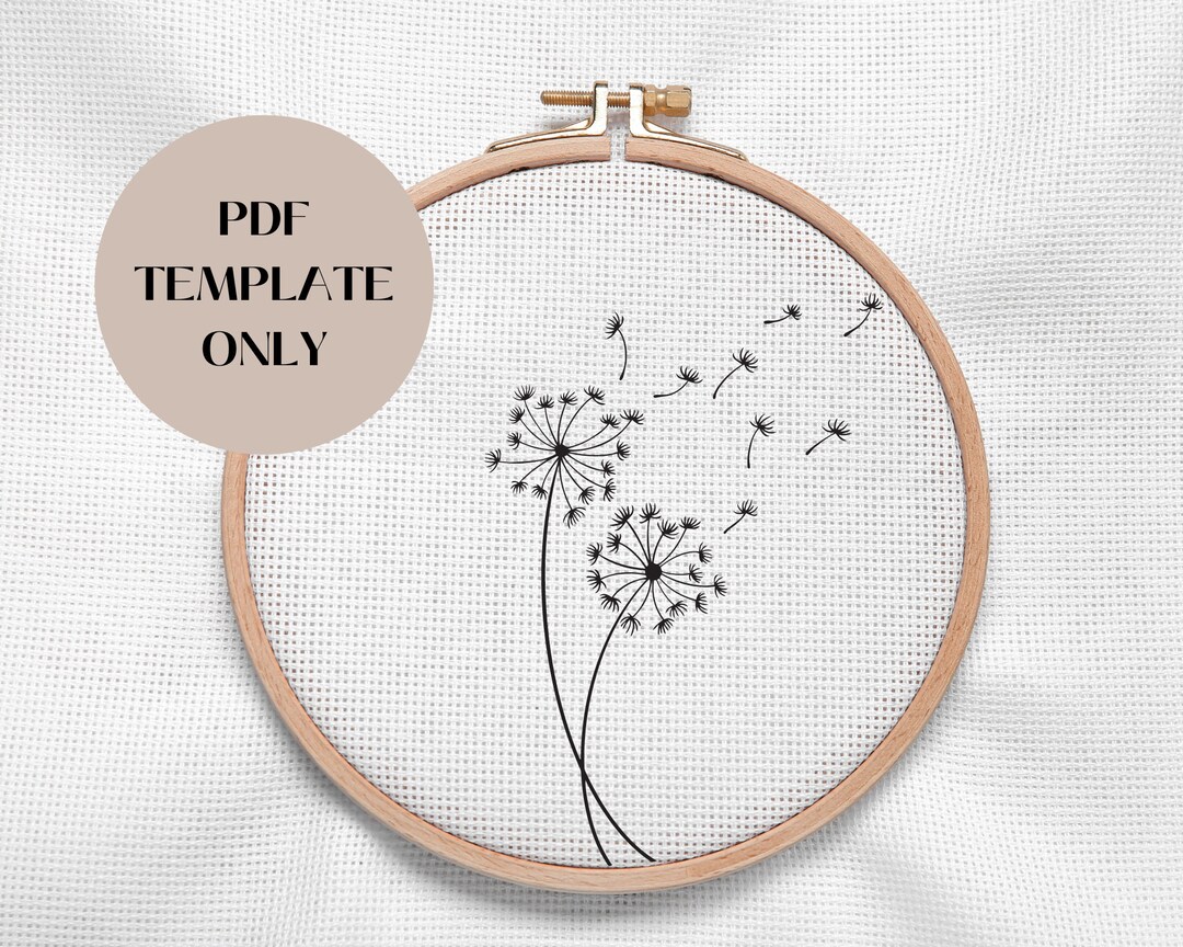 Simple Dandelion Flowers PDF Pattern Template ONLY - Hand Embroidery ...