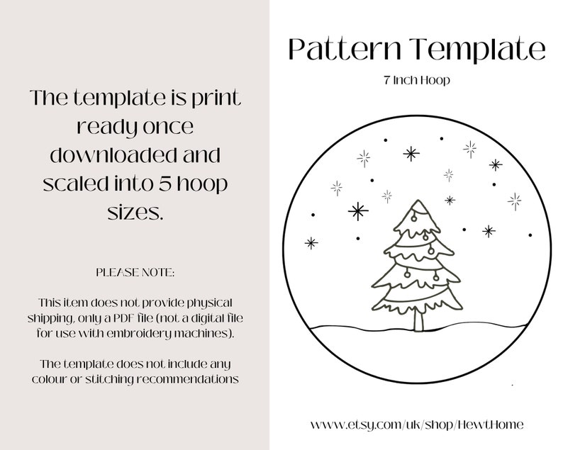 Christmas Tree Hand Embroidery Pattern Template - 5 Hoop Sizes ...