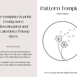 Simple Dandelion Flowers PDF Pattern Template ONLY - Hand Embroidery ...