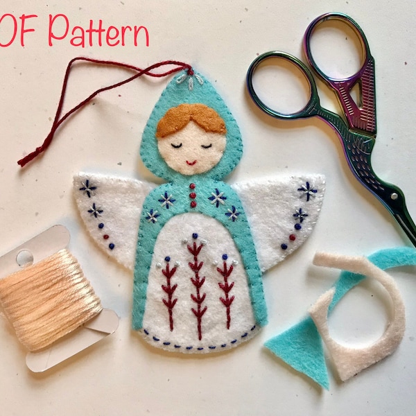 Christmas Angel PDF Pattern: Scandi and Folk Art Inspired Felt Sewing Pattern