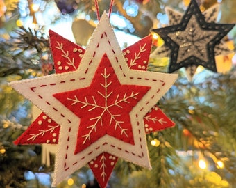 Christmas Star PDF Pattern: Scandi and Folk Art Inspired Felt Sewing Pattern