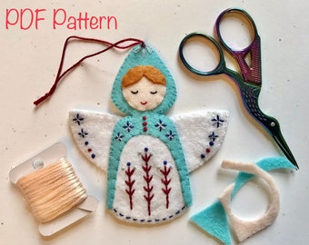 Christmas Angel PDF Pattern: Scandi and Folk Art Inspired Felt Sewing Pattern