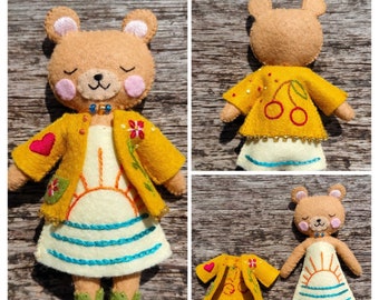 Belinda Bear PDF Sewing Pattern: Sew Your Own Cute Embroidered Toy Felt Bear