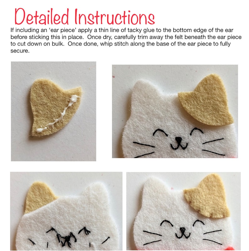 Five Cute Cats PDF Pattern Bundle: Digital Sewing Pattern for Five Cute Kitty Hanging Felt Ornaments image 8
