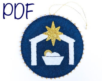 Away in a Manger Nativity PDF Pattern: Digital Sewing Pattern for a Christmas Felt Ornament