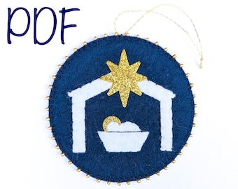 Away in a Manger Nativity PDF Pattern: Digital Sewing Pattern for a Christmas Felt Ornament