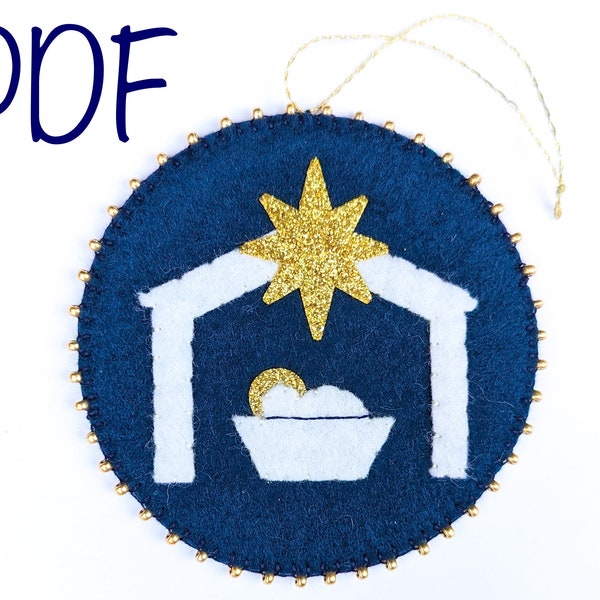 Away in a Manger Nativity PDF Pattern: Digital Sewing Pattern for a Christmas Felt Ornament