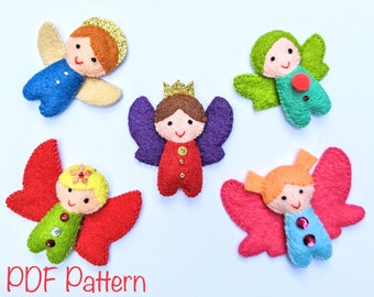 Five Cute Christmas Angels PDF Pattern: DIY Christmas Faeries Digital PDF Sewing Pattern