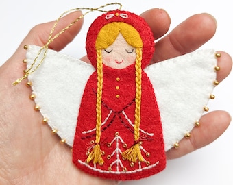 Cosy Christmas Angel PDF Pattern: Scandi and Folk Art Inspired Felt Sewing Pattern for an Heirloom Quality Ornament