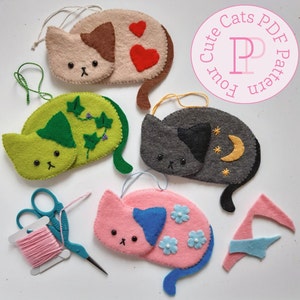 Cute Cat PDF Pattern: Felt Cat Sewing Pattern 4 Kitty Bundle
