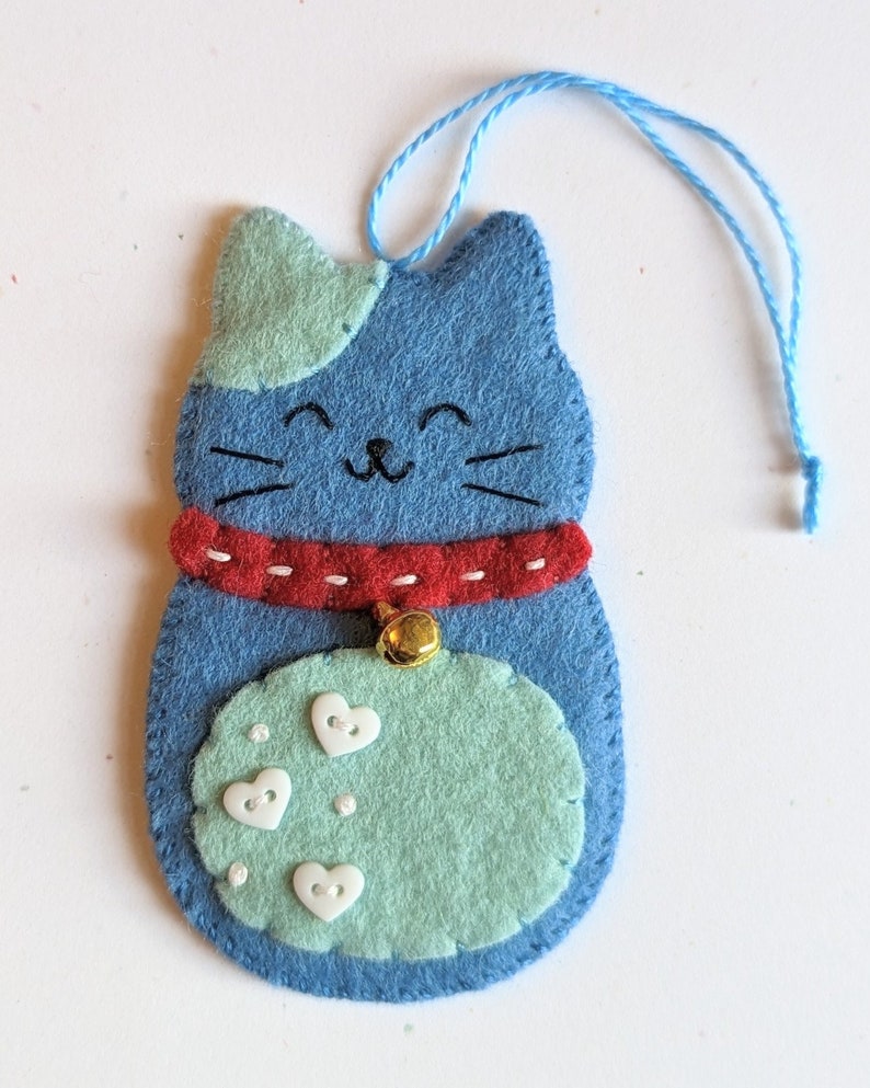 Five Cute Cats PDF Pattern Bundle: Digital Sewing Pattern for Five Cute Kitty Hanging Felt Ornaments image 5
