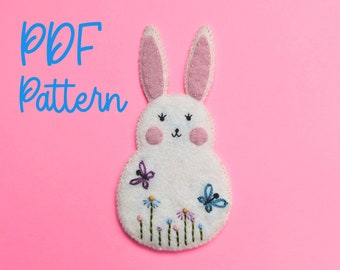 Embroidered Easter Bunny PDF Pattern: DIY Felt Sewing Pattern to Celebrate Spring