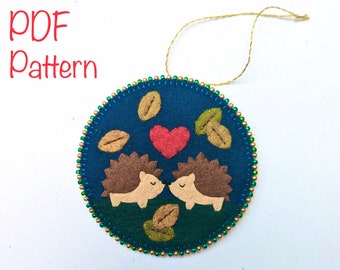 Autumn Hedgehogs PDF Sewing Pattern: DIY Felt Woodland Animal Hanging Ornament
